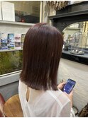 切りっぱなしワンレンボブ外ハネCカールやわらかマロンベージュ