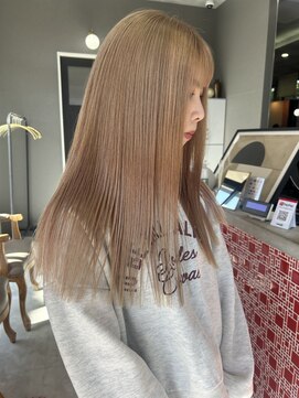 レド(LeDo) ベージュ×ブリーチカラー×切りっぱなし【四日市】