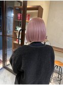 ピンクベージュ/ボブ／ハイトーン3