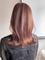 アグノス 青山(Agnos) 縮毛矯正 くびれヘア レイヤーカット アプリコットオレンジ