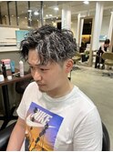 白メッシュレイヤーアップバング10代メンズハイライトツイスパ