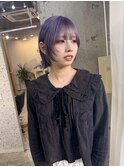 バイオレットカラー/顔周りレイヤー/ウルフカット/ブリーチ/ボブ