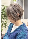 くびれショートボブ40代50代グレイカラー白髪染め白髪ぼかし