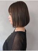 愛され外ハネボブアプリコットオレンジ前髪シースルーバング