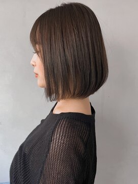 リヤン 表参道(lyann) 愛され外ハネボブアプリコットオレンジ前髪シースルーバング