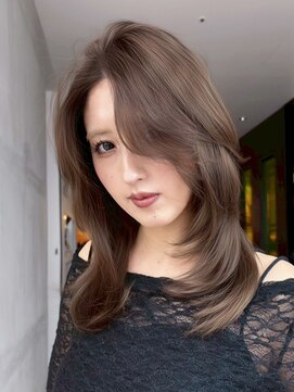 シオン(shion) ロンググレージュ韓国ヘアオリーブベージュ_ba580592