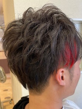 美容室ステラ 東大宮店 メンズスタイル×ポイントカラー(レッド)