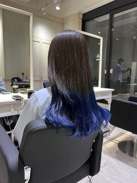 アソビ 表参道(ASOBI) グラデーション　色落ちかわいい　青髪