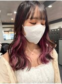 20代インナーカラーケアブリーチイヤリングカラーハイライト