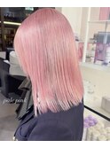 6794ベビーピンク艶髪ハイトーンカラーホワイトピンク韓国ボブ