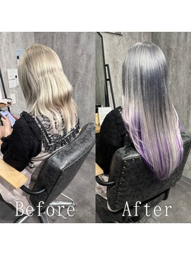 あるじゃんすー 池袋店 ホワイトシルバー×パープル#エクステ#ホワイトグレージュ#池袋