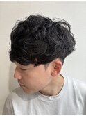 無造作ニュアンスツーブロックメンズパーママッシュ
