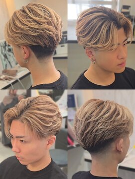 ラピス 名古屋駅前店(Lapis) メンズバレイヤージュ/テーパーフェード/ブロンドベージュ