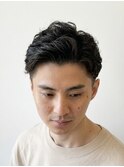 メンズビジネスショートツーブロックパーマ理容室眉毛カット