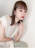 ヘーゼルベージュシースルーバングフレンチバングミントカラー