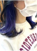 大人可愛い美髪くびれワンカール外ハネ　アッシュブルーパープル
