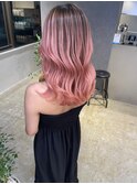 coral pink balayage