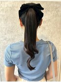 結婚式お呼ばれポニーテール／ヘアセット/リボン/アレンジ