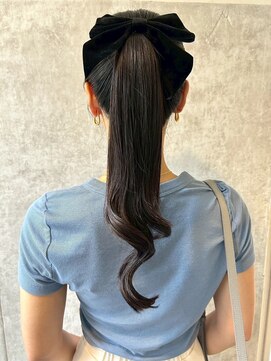 スタイル 横浜(STYLE) 結婚式お呼ばれポニーテール／ヘアセット/リボン/アレンジ