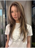 ハッシュカットミディアムレイヤーカーテンバングロングウルフ