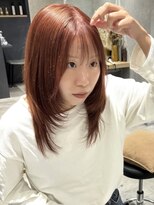 ラミエバイメルト 下北沢(lamie by melt)&nbsp;花田/レイヤーロングハッシュカットオレンジブラウン下北沢韓国
