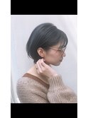 秋冬カラー外国人風ショートボブ ハイライト ネイビーブルージュ