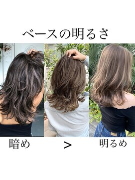 トルネード(TORNADO) ミディアムレイヤーハイライトベースの明るさ別イメージ