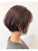 大人ショートボブ くすみブルー 縮毛矯正 韓国マッシュ