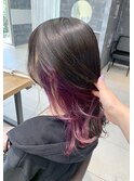 パープルインナーカラー/ルーズヘア/ディープパープル