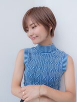20代30代大人可愛い斜めバング小顔ショートボブシルキーベージュ