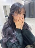 韓国ヘア　くびれヘア　アッシュラベンダーカラー　透明感カラー