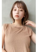 大人かわいい前髪セシルカットココアブラウンフリンジウェーブ