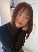 髪質改善/暖色カラー+顔周りレイヤーカットセミディ