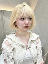 ロンド レア 天神大名店(Lond Le’a)&nbsp;髪質改善イメチェンホワイトブロンド美髪ハイトーンレイヤーボブ