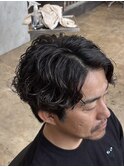 メンズセンターパートカットスパイラルシャドウパーマ
