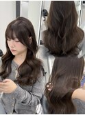 20代30代大人可愛いココアブラウン流れる顔周り原宿