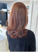 福山人気20代30代40代オレンジカラー高発色くびれセミロング艶髪