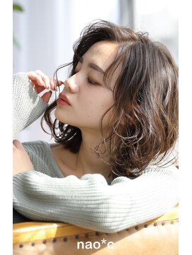 ナオシ 田原台店(nao c) 【nao*c 田原台店】ベージュカラーの無造作ミディアムヘアー