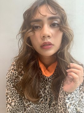 アルバム 銀座(ALBUM GINZA) シースルーオン眉無造作ロング_フォギーベージュ_66992