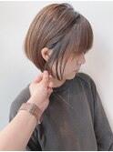 大人かわいい丸みボブ耳かけショート20代30代40代髪型