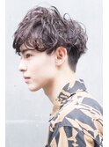 ツイストパーマ七三オールバックマッシュウルフスリークショート