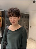 外国人風　マッシュショート　無造作パーマ