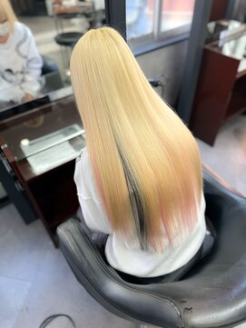 オズ 梅田店(OZ) 抜きっぱなしブロンド/前髪メッシュ＋インナーピンク×黒/地雷系