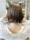 日韓ボブ 似合わせ 外ハネ 透明感カラーオリーブベージュ t1025