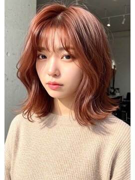 ニューカマー バイ ヘッドライト シブヤ(NEW COMER by HEADLIGHT shibuya) 【暖色ミディアムボブ】シースルーバング