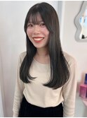 ダークグレージュ 透明感カラー 艶髪 顔周りカット ストレート