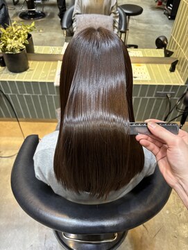 アンフィニー 仙台(ANFINI) 仙台髪質改善縮毛矯正韓国レイヤーチェリーブラウンミニウルフ