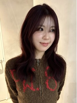 チル 福井駅前店(Chill) 福井レイヤーカット韓国くびれヘアワインレッド顔まわり艶髪学生