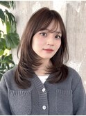 ミディアムレイヤーカット/20代30代40代/顔周りカットワンカール