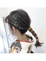 卒業式　成人式　振袖　袴　着付け　ヘアセット　金箔ヘア☆